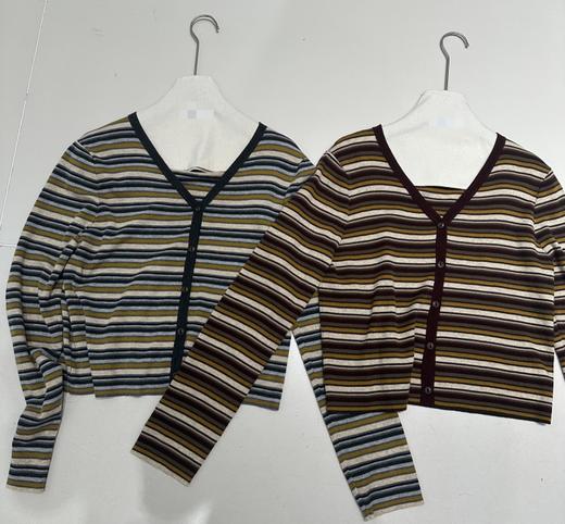 【门店同款】ENJOY秋季“光阴序语”撞色条纹针织上衣 166195021 商品图1