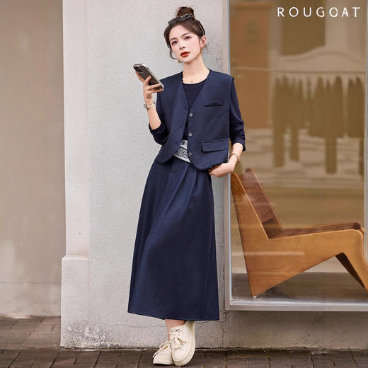 时尚轻熟风好看气质，通勤显瘦马甲半身裙三件套HR-8607 商品图3