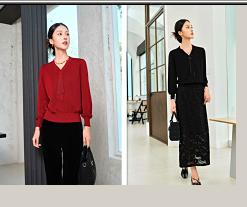 588599春上新 飘带精纺羊毛长袖针织衫 商品图0