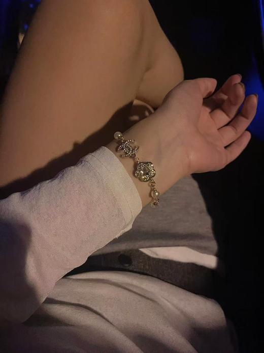 香奈儿 新款🆕 镶满钻花朵星星钻 双C 珍珠金色项链手链（ZS*XK） 商品图4