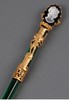 【已售】独角鹿西洋古董 19世纪末20世纪初法国出品天使主题铜鎏金精雕装饰卡梅奥古典女子肖像浮雕绿水晶笔杆蘸水钢笔 商品缩略图2