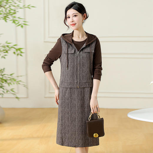 QYM F180-Y两件套妈妈装时尚中长款连衣裙 商品图2