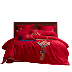 【6楼】富安娜婚庆床单四件/囍缘，牌牌价3699元，活动价1599/1699元