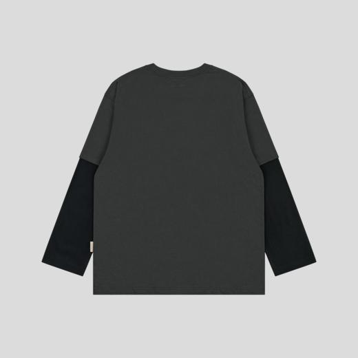 GOODBAI GOODEES 机器小猫撞色印花假两件长袖T恤 商品图4