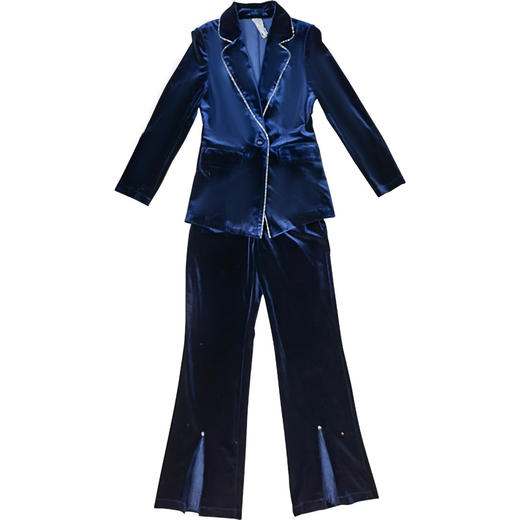 金丝绒小西装套装女2025年秋季新款洋气修身西服阔腿裤气质两件套 商品图4