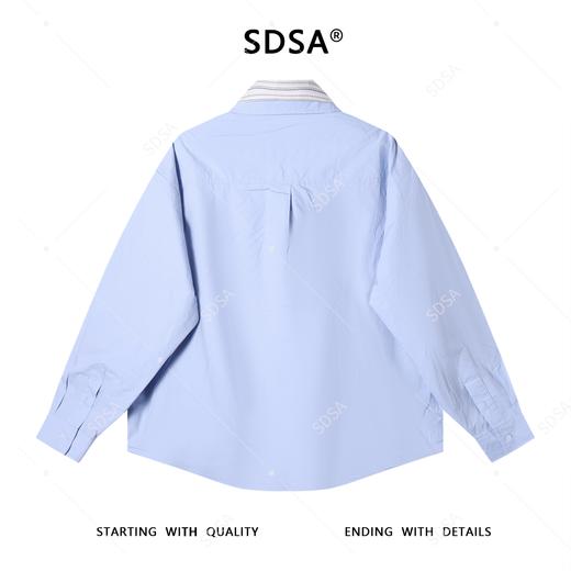 25AS374SDSA男士秋冬新款痞帅男装潮牌条纹双面翻领长袖衬衫宽松时尚衬衣 商品图5