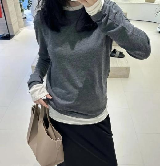 重磅渠道！  精纺超细假两件   扬子120支精纺100羊毛  假两件针织长袖 商品图1