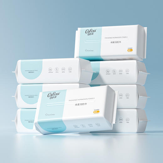 可心柔（COROU）婴儿棉柔巾干湿两用宝宝洗脸巾加厚新生儿抽取60抽8包 8包 大尺寸60抽8包MJ60-8 商品图1