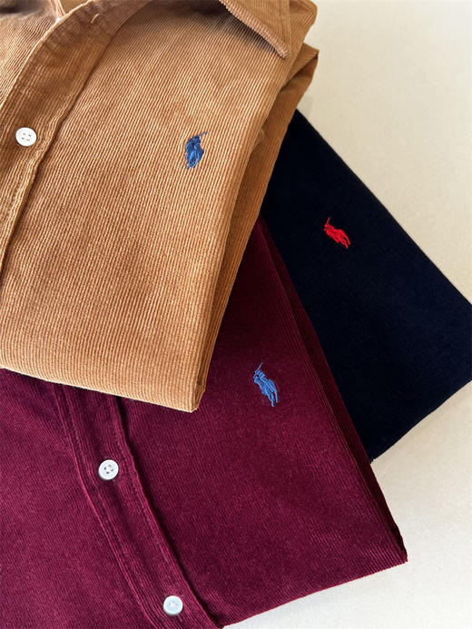 老钱风刺绣100棉灯芯绒长袖衬衫 商品图14