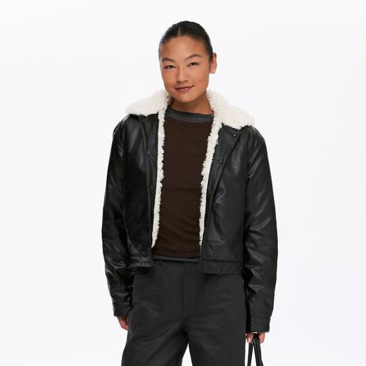 oneup油蜡感羊羔毛棉服外套 商品图2