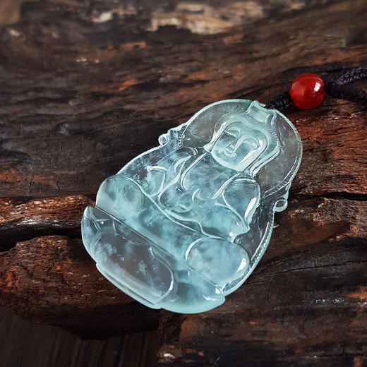 【天然正品】天然收藏级老坑木那高冰种观音坐莲（平安安乐）翡翠吊坠项链230325AH23 现售价：11800 商品图6