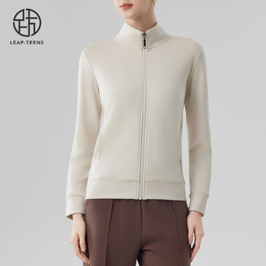 跃牌【砂洗空气层系列】女砂洗全拉链立领外套W11G1 商品图4