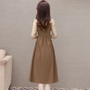 QYM X303-Y时尚长袖连衣裙收腰拼色高腰百褶裙 商品缩略图2
