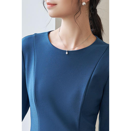 剩XL 简约纯色2026春季修身小众别致长袖大摆裙2101 商品图4