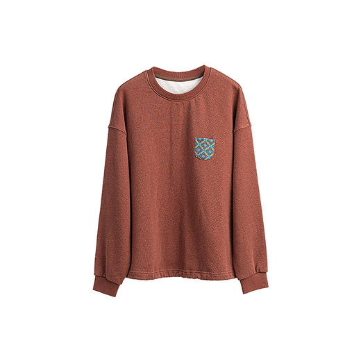 绽放563朵/长绒棉毛圈布花布贴口袋设计感百搭长袖套头卫衣女上衣 商品图4