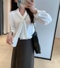 优雅轻奢飘带垂坠丝滑缎面V领OL温柔衬衫 商品缩略图7