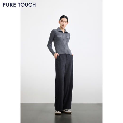 PURE TOUCH女装 25秋冬新款绒毛混纺高腰阔腿裤百搭保暖休闲长裤 商品图1