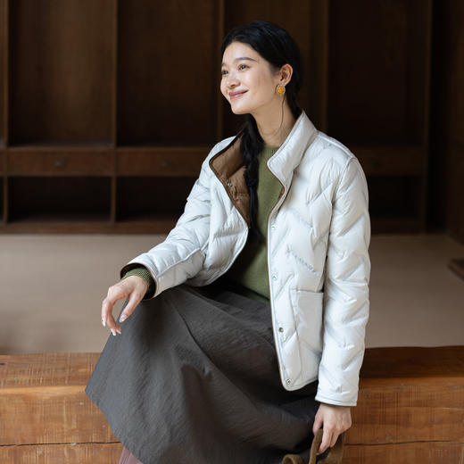 绽放545朵/多色双面穿半高领百搭95白鹅绒短款羽绒服女秋冬新款 商品图2