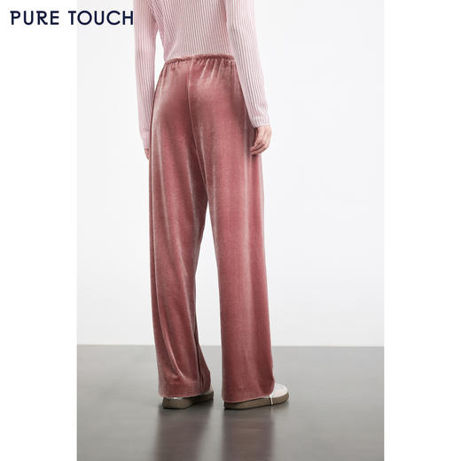 PURE TOUCH女装25秋冬新款丝绒直筒休闲长裤百搭抽绳腰休闲阔腿裤 商品图4