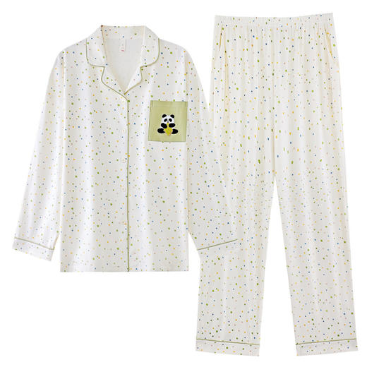 【抗菌新疆棉】秋季纯棉长袖睡衣女士彩色波点拉架棉家居服套装   JLM-SK11253015 商品图4