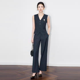 「高货wl」全新升级【铂金会员468/天猫629/差价161】(99229)洛诗琳2025秋季老钱风知性西装马甲直筒阔腿裤两件套女