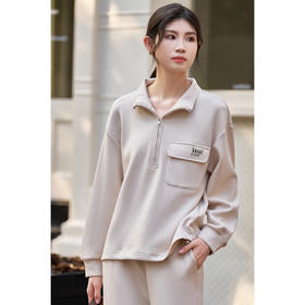 剩L 米思阳2026春新品休闲拉链口袋装饰卫衣女4331