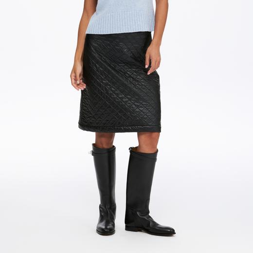 oneup油蜡感菱形方格半身裙 商品图2