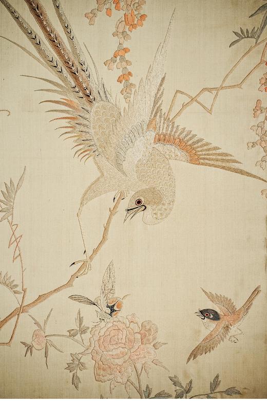 独角鹿西洋古董 20世纪初中国出品「锦上添花」传统东方花鸟主题粤绣挂屏四联幅 商品图6