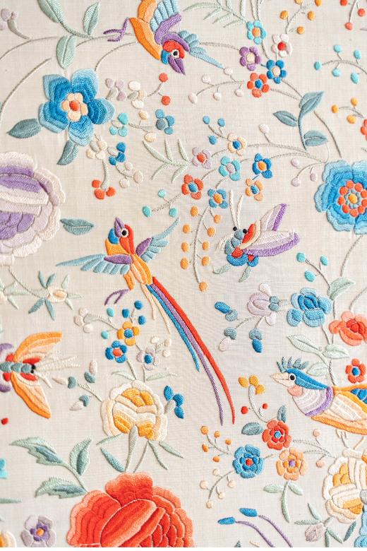 【已售】独角鹿西洋古董 20世纪初中国出品「锦上添花」传统东方花鸟主题粤绣挂屏 商品图4