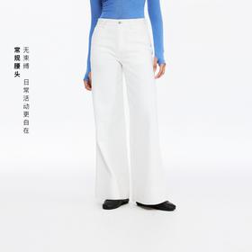 oneup斜纹宽边大阔腿牛仔裤