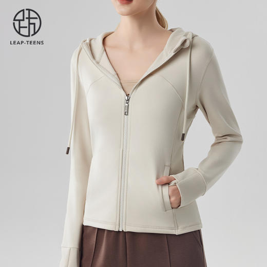 跃牌【砂洗空气层系列】女砂洗全拉链拼接帽衫W11M2 商品图7