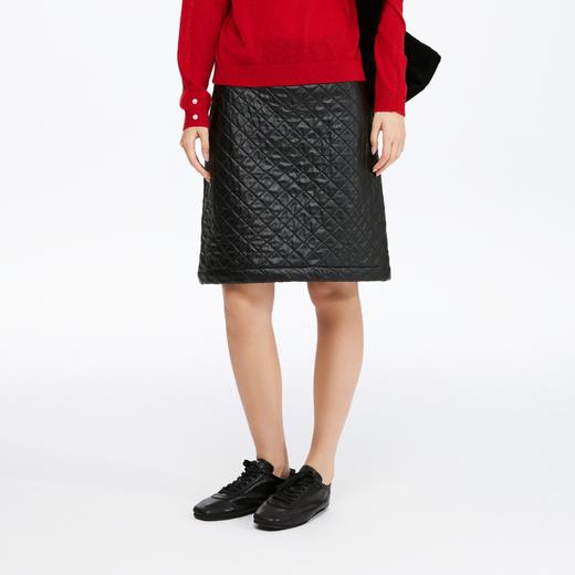 oneup油蜡感菱形方格半身裙 商品图1