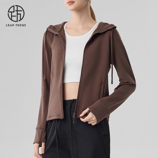 跃牌【砂洗空气层系列】女砂洗全拉链拼接帽衫W11M2 商品图10