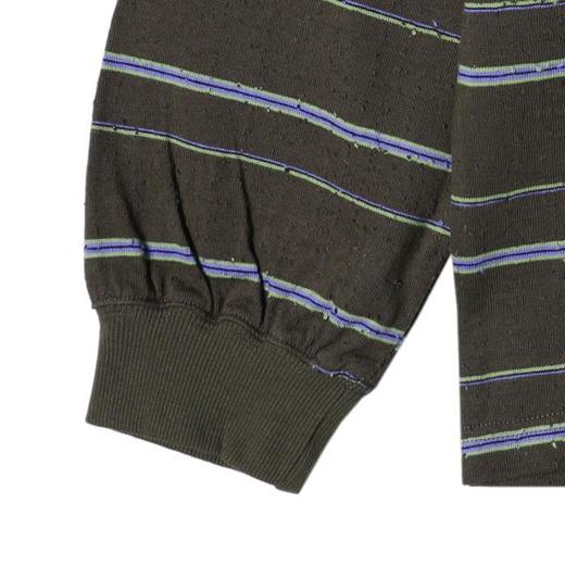 D920SDSA男士秋冬新款痞帅男装潮牌撞色条纹磨毛圆领T恤领口刺绣百搭 商品图4