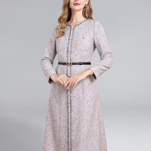 「高货deo」全新升级【铂金会员487/天猫659/差价172】(54853)洛诗琳高级感小香风粗花呢连衣裙2025秋季气质通勤A字裙 商品图2