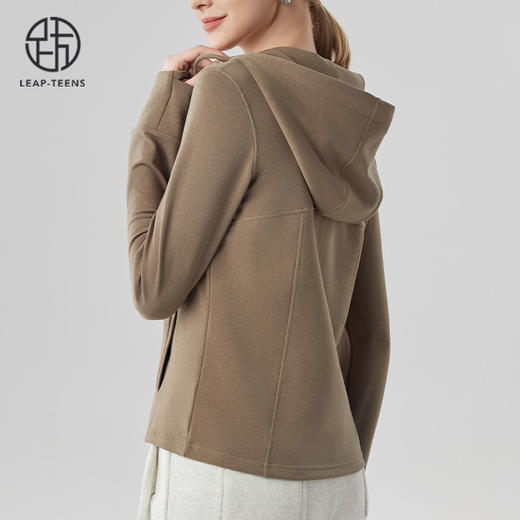 跃牌【砂洗空气层系列】女砂洗全拉链拼接帽衫W11M2 商品图2