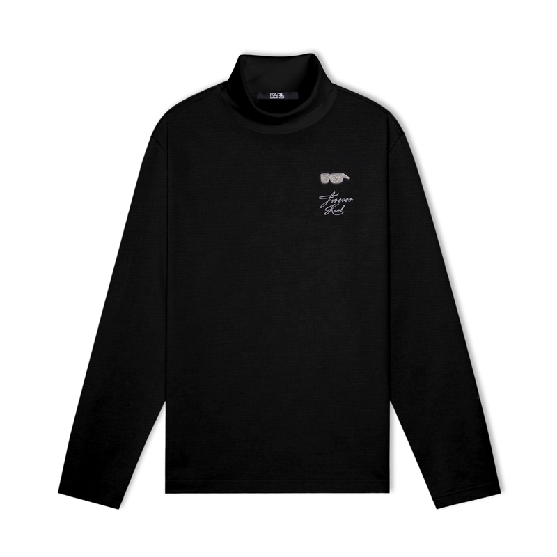 【KARL LAGERFELD】刺绣高领长袖T恤