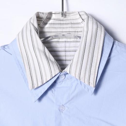 25AS374SDSA男士秋冬新款痞帅男装潮牌条纹双面翻领长袖衬衫宽松时尚衬衣 商品图2