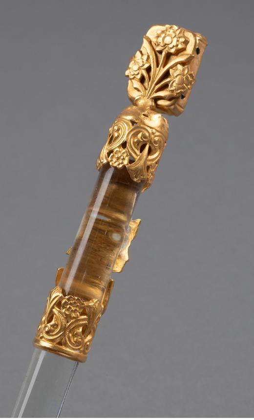 【已售】独角鹿西洋古董 19世纪末20世纪初法国出品古埃及人物主题铜鎏金精雕装饰肖像浮雕水晶笔杆蘸水钢笔 商品图2