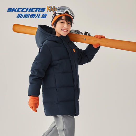 【抄底福利款】Skechers斯凯奇儿童中长款羽绒外套冬季保暖亲子款连帽羽绒服P425K049【HZ】 商品图4