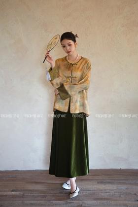 【门店同款】ENJOY秋季云敛-东方画笔高腰丝绒半身裙 166493722