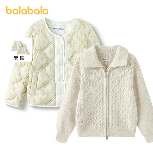 【premium】巴拉巴拉高端线冬季羽绒服羊毛开衫两件白鹅绒羽绒女 商品图0