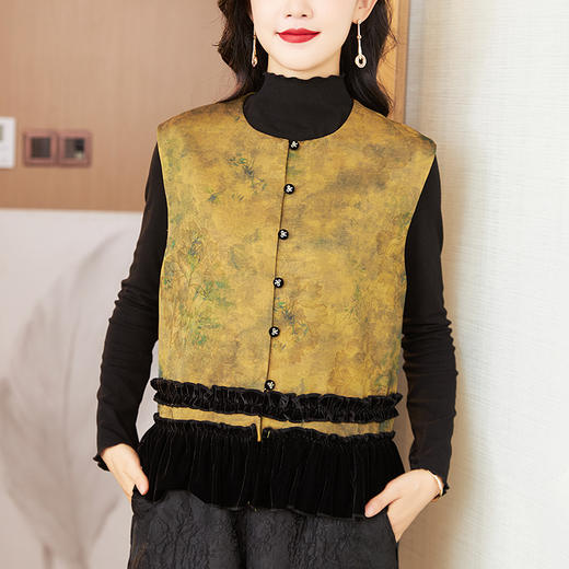 KQL 422H2866新中式国风马夹提花坎肩马甲外套 商品图3