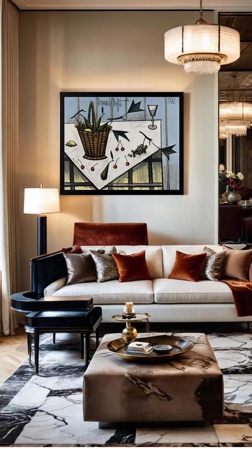 独角鹿西洋古董 1982年代法国著名表现主义画家贝尔纳·布菲签名创作静物主题布面油画作品《梨》 商品图1