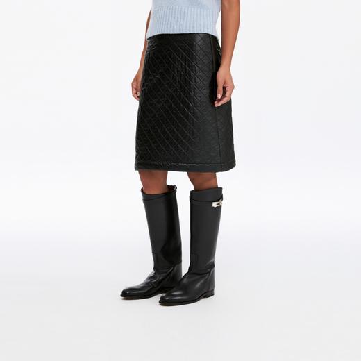 oneup油蜡感菱形方格半身裙 商品图0