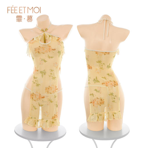 【情趣内衣】霏慕 典雅繁花透视印花旗袍ZY93 商品图9