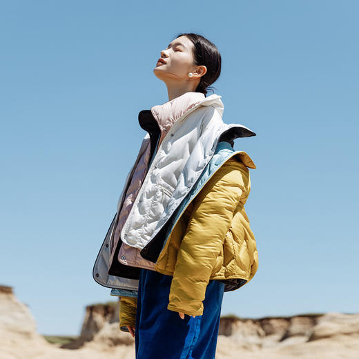 绽放545朵/多色双面穿半高领百搭95白鹅绒短款羽绒服女秋冬新款 商品图0