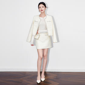 「高货wl」全新升级【铂金会员441/天猫599/差价158】(99410)洛诗琳2025秋季重工轻奢白月光小香外套钉珠半身裙两件套