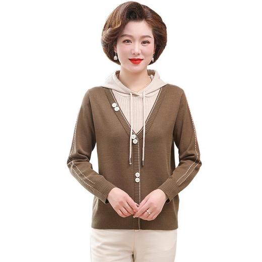 W550-5805-83-138 2025新款妈妈秋装卫衣中年女洋气连帽小衫中老年女春秋针织打底衫 商品图4