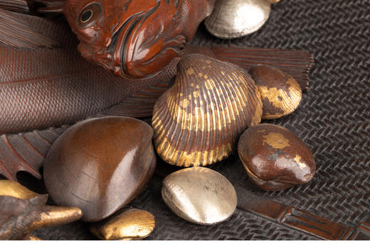 独角鹿西洋古董 1880年代日本明治时期著名金匠大师大島如雲签名出品金银装饰铜雕海鲜提篮 商品图4